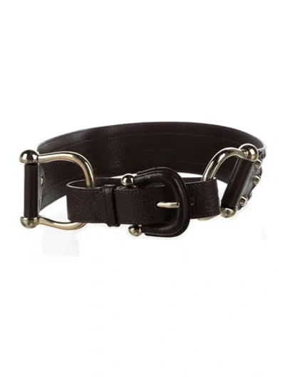 Pre-owned Burberry Wide Leather Waist Belt In Brown