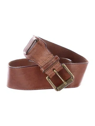 Pre-owned Burberry Wide Leather Waist Belt In Brown