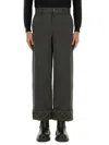 Burberry Black Pants With Logo Embroidery On The Side And Turn-up Checked Hem In Cotton Man In Black