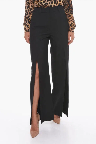 Burberry Wide-leg Charlie Trousers With Front Slits In Orange