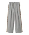Burberry Wide-leg Checked Band Drawstring Trousers In Gray