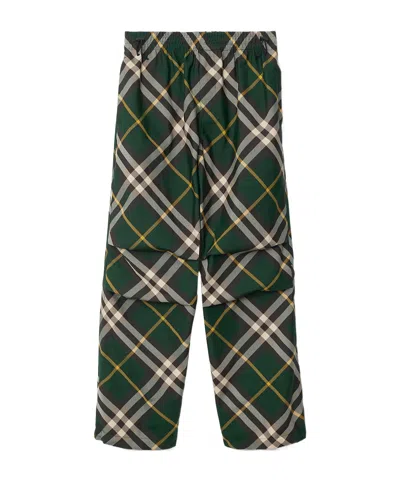 BURBERRY BURBERRY WIDE-LEG EQUESTRIAN KNIGHT MOTIF CHECKED TROUSERS
