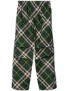 Burberry Nylon Trouser With Check Print In Green