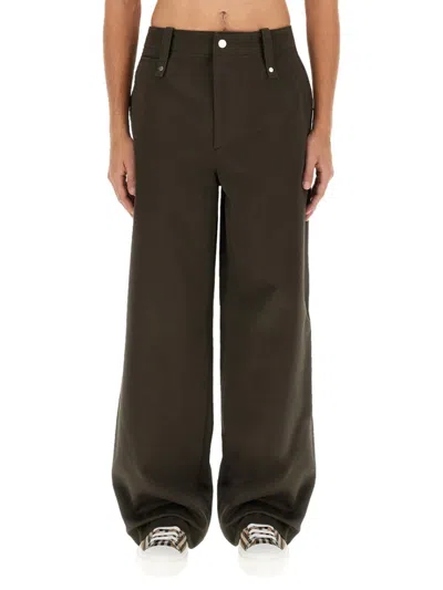 Burberry Wide-leg Cotton Pants In Brown