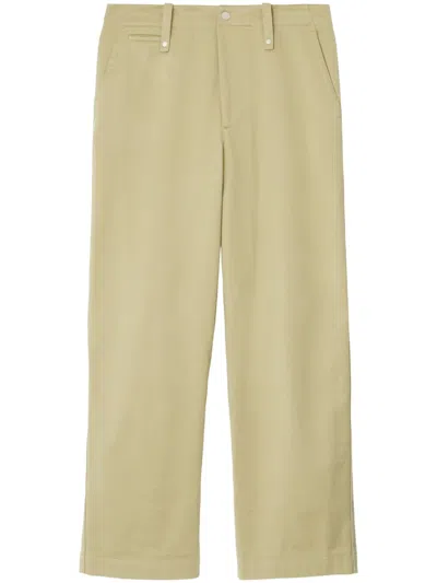 Burberry Cotton Satin Trousers In Hunter