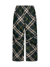 BURBERRY WIDE-LEG EQUESTRIAN KNIGHT MOTIF CHECKED TROUSERS