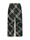 BURBERRY BURBERRY WIDE-LEG EQUESTRIAN KNIGHT MOTIF CHECKED TROUSERS
