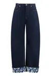 Burberry Cotton Jeans With Floral Print In Blue