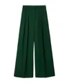 Burberry Wide Leg Pleated-detail Cotton Trousers In Green