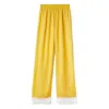 Burberry Wide-leg Silk Satin Trousers In Yellow