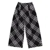 Burberry Wide-leg Tartan Wool Boyfriend Trousers In Black