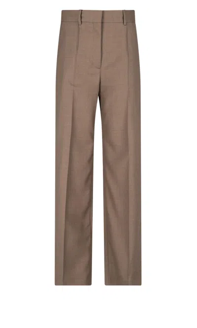 Burberry Wide Leg Trousers In Neutrals