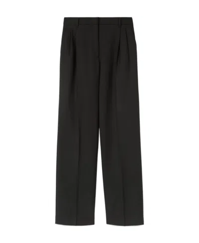 Burberry Wide-leg Wool Trousers In Black