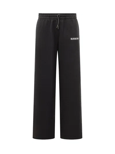 BURBERRY BURBERRY WIDE PANTS WITH LOGO EMBROIDERY