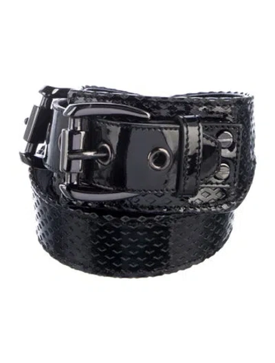 Pre-owned Burberry Wide Patent Leather Waist Belt In Black