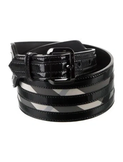Pre-owned Burberry Wide Patent Leather Waist Belt In Black