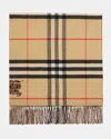 Burberry Wide Reversible Check Cashmere Scarf In Brown