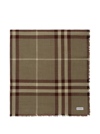 Burberry Wide Reversible Check Wool-silk Scarf In Pattern