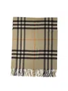 Burberry Wide Check Cashmere Scarf In Beige