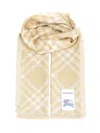 Burberry Wide Silk And Wool Scarf Scarves And Foulards Beige In Neutral