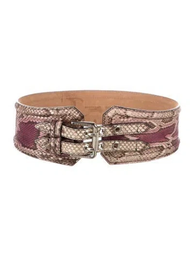 Pre-owned Burberry Wide Snakeskin Waist Belt In Purple