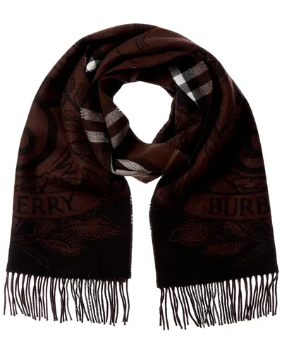 Burberry Wide Stormy Knight Cashmere Scarf In Brown