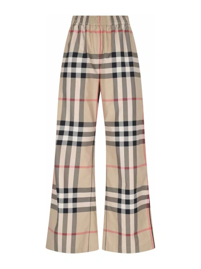 Burberry Wide Trousers In Beige