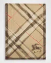 Burberry Wide Watercolor Check Silk Scarf In Sand