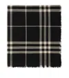 Burberry Wide Wool Check Scarf In Black