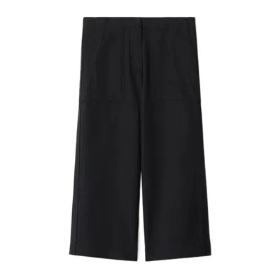 Burberry Kids'  Wide-leg Logo Embroidered Pants In Black