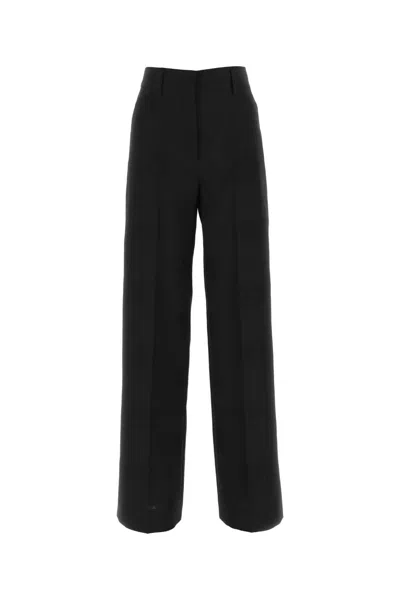 Burberry Black Wool Blend Wide-leg Pant In Blue