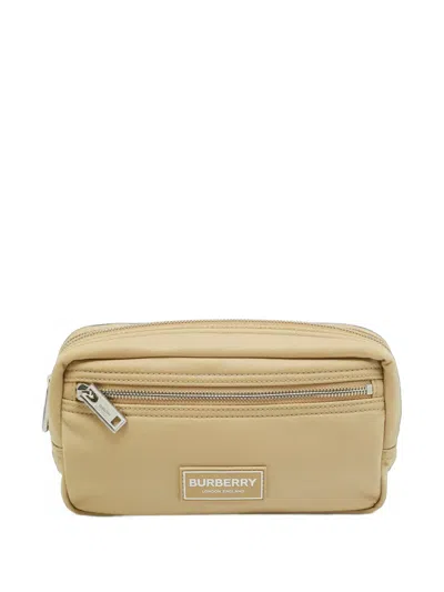 Pre-owned Burberry Wilton Logo Pouch Clutch Bag In Neutrals