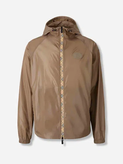 Burberry Windbreaker Technical Jacket In Brown