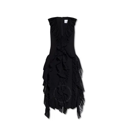 Burberry Sleeveless Pleated Silk Dress In Black