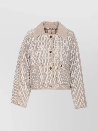 BURBERRY WISP FLORISTON QUILTED JACKET WITH CORDUROY COLLAR