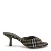 Burberry Khaki Check Linen Blend Mews High Mules