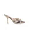 Burberry 90mm Lf Mews Check Textile Mules In Beige