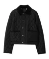 Burberry Oldham Black Quilted Jacket With Corduroy Collar In Tech Fabric Woman In Black