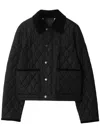 Burberry Oldham Black Quilted Jacket With Corduroy Collar In Tech Fabric Woman In Black