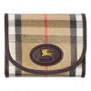 Burberry Compact Wallet With Leather Inserts In Check Pattern In Brown