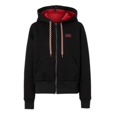 Burberry (wmns)  Minimalistic Logo Casual Hooded Zipper Hoodie Black