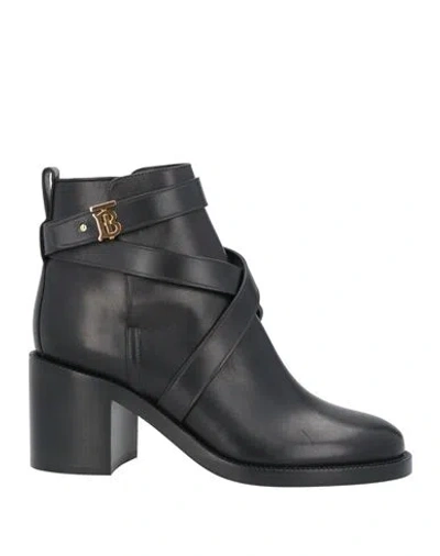 Burberry Woman Ankle Boots Black Size 6 Soft Leather In Animal Print