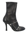 Burberry Peep Leather Ankle Boots In Black