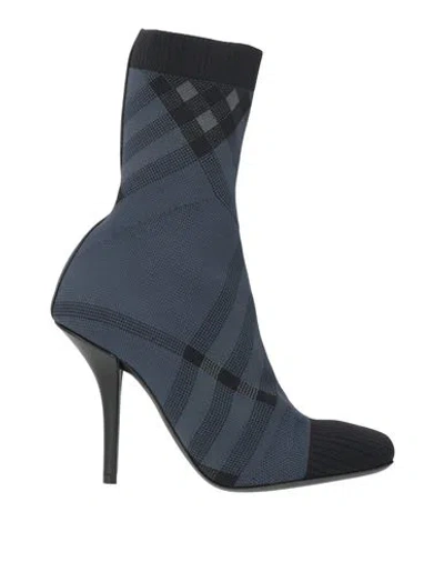 Burberry Woman Ankle Boots Charcoal Size 6 Textile Fibers In Blue