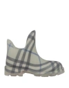 Burberry Gray Check Rubber Marsh Low Rain Boots In Grey
