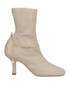 Burberry Woman Ankle Boots Light Grey Size 7 Lambskin In Neutral