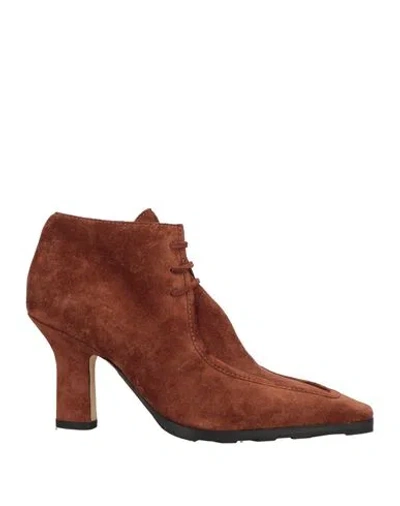Burberry Woman Ankle Boots Tan Size 7 Leather In Brown