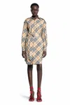 Burberry Vestito Camicia In Cotone A Quadri In Neutral
