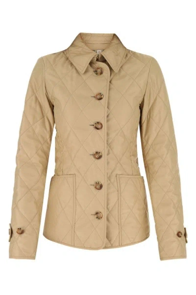 Burberry Woman Beige Polyester Jacket In Brown