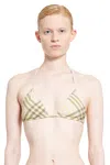 Burberry Check-printed Halterneck Bikini Top In Beige